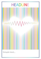 Abstract colorful rainbow with sound waves of the heart. Space for your text. Vector illustration