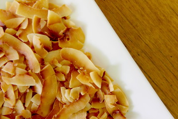 Toasted Coconut Flakes on Plate 2