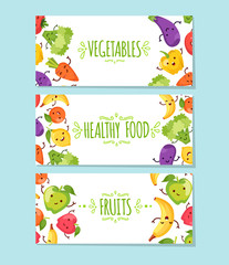Healty food cartoon representing banners