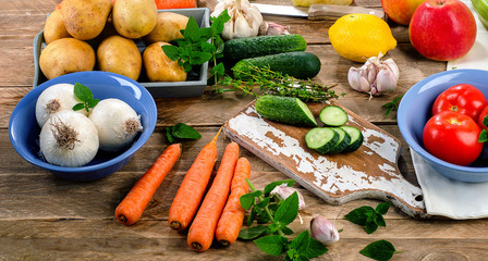 Raw organic vegetables. Healthy Food background.