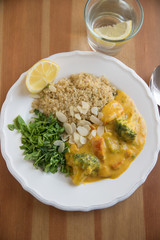 Vegetarisches Kürbis Curry mit Reis 