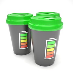 Three paper coffee cups. 3d rendering.