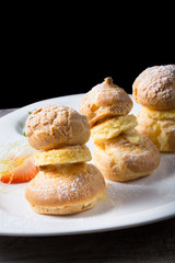 Sweet eclairs dessert