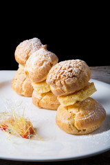 Sweet eclairs dessert