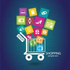 Shopping infographic with a cart