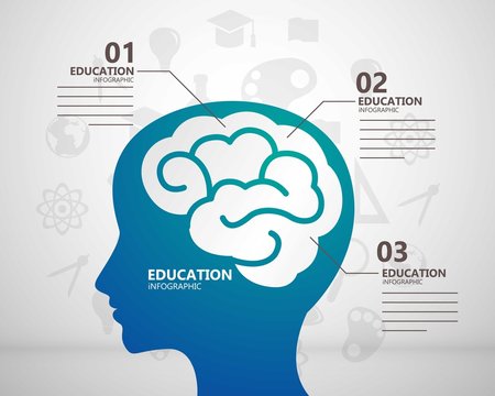 Education infographic with brain