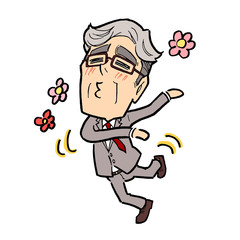 おどける初老の男性