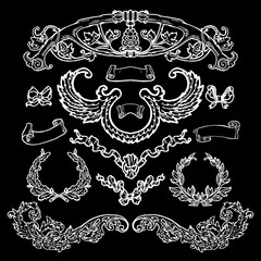 Laurel wreath set. Decorative elements.