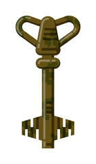 Vintage key vector isolated icon