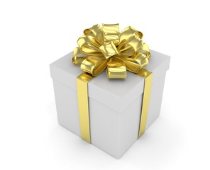gift box with bows isolated on white. 3d rendering.