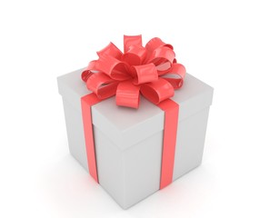 gift box with bows isolated on white. 3d rendering.