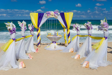 Decorations for wedding in the beach