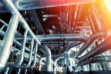 Industrial zone, Steel pipelines, valves and pumps