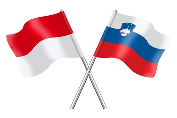 Flags: Indonesia, Monaco, Slovenia
