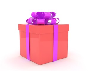gift box with bows isolated on white. 3d rendering.