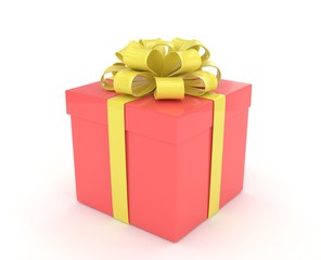 gift box with bows isolated on white. 3d rendering.