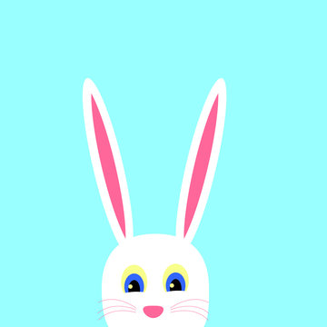 Cute Easter Bunny on a blue background