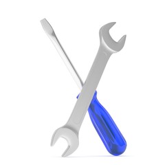 3D Illustration Wrench and screwdriver, service concept
