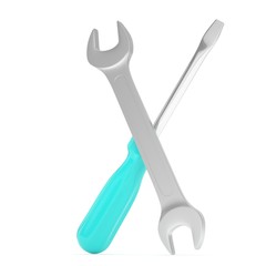 3D Illustration Wrench and screwdriver, service concept