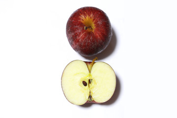Apple with drop water on the white background