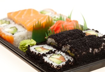 Delicious sushi isolated on white background.