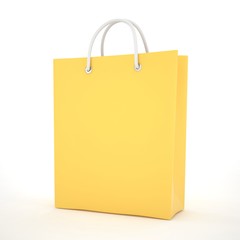 Paper Shopping Bag isolated on white background. 3d rendering.