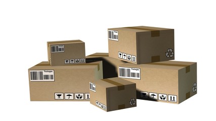 Stack of cardboard  boxes or parcels - Shipping and logistics concept