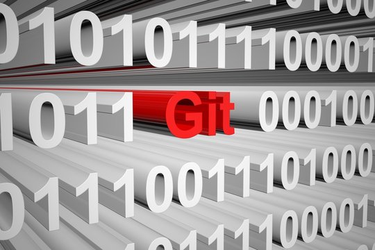 Git as binary code 3D illustration