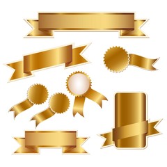 Golden ribbons and badges collection