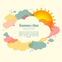 Clouds in different colors and yellow sun