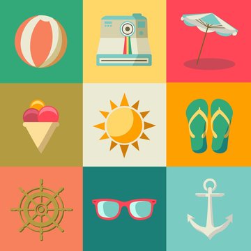 Flat summer icons 