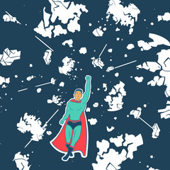 Hero Saves Planet Vector Illustration