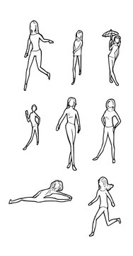 Omtrek vorm van mensen in diverse poses