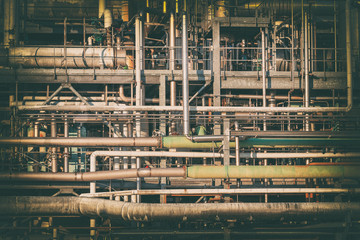 complex network of pipes in a factory