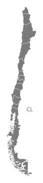 Chile regions Map grey