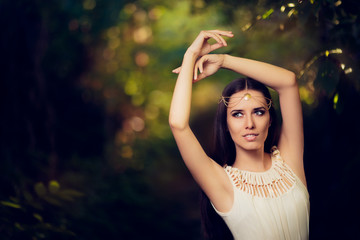 Beautiful Fairy Princess Girl in Summer Fantasy Landscape © nicoletaionescu