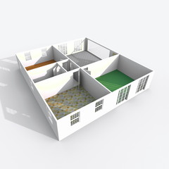 Fototapeta premium 3d interior rendering perspective view of empty home apartment with floor materials