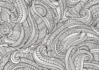Abstract sketchy doodles hand drawn ethnic pattern