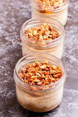diet dessert with yogurt, granola and jam