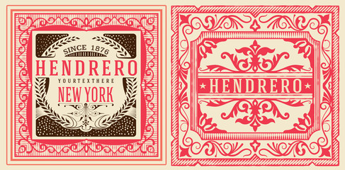 Baroque cards with floral details. Elements organized by layers.