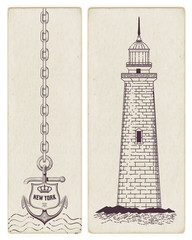 Obraz premium Nautical design cards