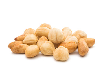 White chickpeas, nuts isolated