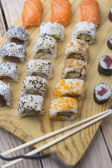 sushi plate flat lay