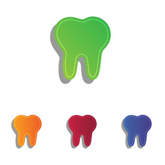 Tooth sign illustration. Colorfull applique icons set.