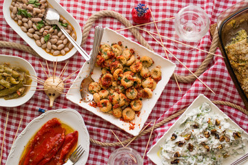 Fellah koftesi on vegetarian table / bulgur meatball