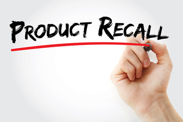 Hand writing Product Recall with marker, concept background