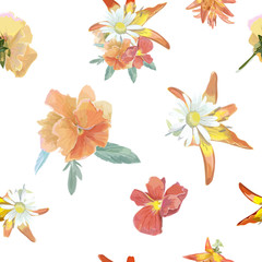 Abstract elegance delicate seamless pattern with floral elements