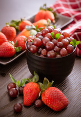 Blueberries and strawberries