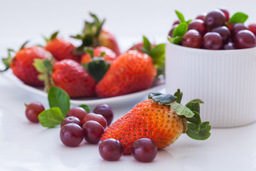 Blueberries and strawberries