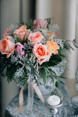 Bride bouquet on the table